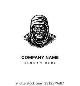 Unleash the terror with this creepy mummy hand drawn logo design illustration. Ideal for haunted attractions, dark themed brands, and horror enthusiasts.