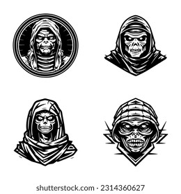 Unleash the terror with this creepy mummy hand drawn logo design illustration. Ideal for haunted attractions, dark themed brands, and horror enthusiasts.