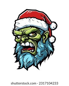 Unleash the undead this holiday season with a Santa Zombie hand drawn logo design illustration that adds a spooky twist to traditional festivities