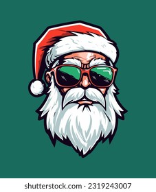 Unleash the undead this holiday season with a Santa wearing sunglasses hand drawn logo design illustration traditional festivities