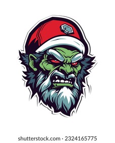 Unleash the undead this holiday season with a Santa Zombie hand drawn logo design illustration that adds a spooky twist to traditional festivities