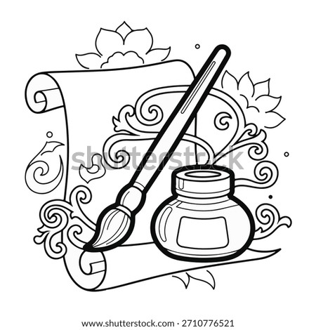 Unleash your creative vision with this beautiful calligraphy set featuring a quill and inkwell, perfect for designs evoking classic artistry and timeless elegance.