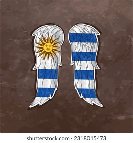Desata tu creatividad con nuestro dinámico archivo vectorial con alas en los colores de la bandera de Uruguay. Vuele alto y exprese su orgullo por Uruguay con este impresionante diseño.