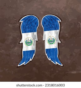 Unleash your creativity with our dynamic vector file featuring wings in the colors of the El Salvador flag. Fly high and express your El Salvador pride with this stunning design.