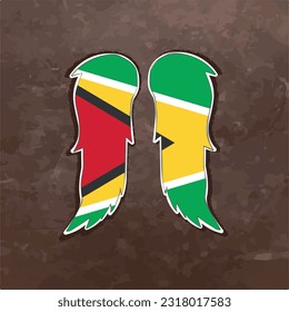 Unleash your creativity with our dynamic vector file featuring wings in the colors of the Guyana flag. Fly high and express your Guyana pride with this stunning design.