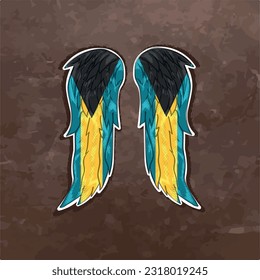 Unleash your creativity with our dynamic vector file featuring wings in the colors of the Bahamas flag. Fly high and express your Bahamas pride with this stunning design.