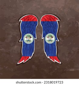 Unleash your creativity with our dynamic vector file featuring wings in the colors of the Belize flag. Fly high and express your Belize pride with this stunning design.