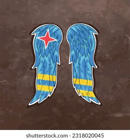 Unleash your creativity with our dynamic vector file featuring wings in the colors of the Aruba flag. Fly high and express your Aruba pride with this stunning design.