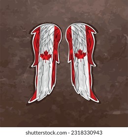 Unleash your creativity with our dynamic vector file featuring wings in the colors of the Canada flag. Fly high and express your Canada pride with this stunning design.