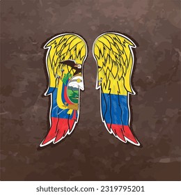 Unleash your creativity with our dynamic vector file featuring wings in the colors of the Ecuador flag. Fly high and express your Ecuador pride with this stunning design.