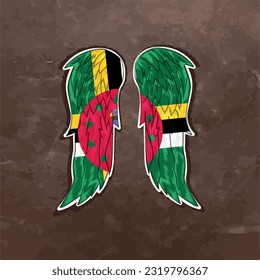 Unleash your creativity with our dynamic vector file featuring wings in the colors of the Dominica flag. Fly high and express your Dominica pride with this stunning design.
