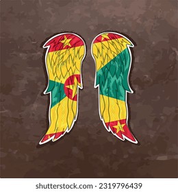 Unleash your creativity with our dynamic vector file featuring wings in the colors of the Grenada flag. Fly high and express your Grenada pride with this stunning design.