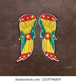 Unleash your creativity with our dynamic vector file featuring wings in the colors of the Grenada flag. Fly high and express your Grenada pride with this stunning design.