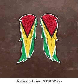 Unleash your creativity with our dynamic vector file featuring wings in the colors of the Guyana flag. Fly high and express your Guyana pride with this stunning design.