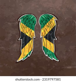 Desata tu creatividad con nuestro dinámico archivo vectorial que incluye alas en los colores de la bandera de Jamaica. Vuela alto y expresa tu orgullo de Jamaica con este impresionante diseño.