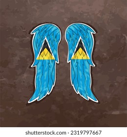 Desate tu creatividad con nuestro dinámico archivo vectorial con alas en los colores de la bandera de Santa Lucía. Vuela alto y expresa tu orgullo por Santa Lucía con este impresionante diseño.