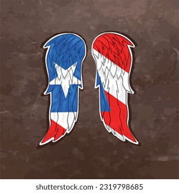 Unleash your creativity with our dynamic vector file featuring wings in the colors of the Puerto Rico flag. Fly high and express your Puerto Rico pride with this stunning design.