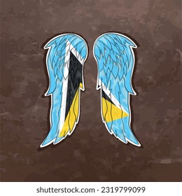 Unleash your creativity with our dynamic vector file featuring wings in the colors of the Aruba flag. Fly high and express your Aruba pride with this stunning design.