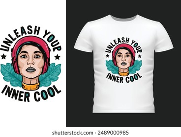 Unleash your inner cool slogan text. logo style drawing. Vector illustration design for fashion graphics, t shirt prints, stickers.