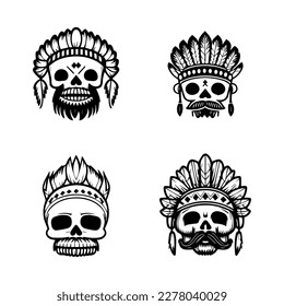 Unleash your inner warrior with our cute anime skull head wearing Indian chief accessories collection. Hand drawn with love, these illustrations are sure to add a touch of edgy charm to your project