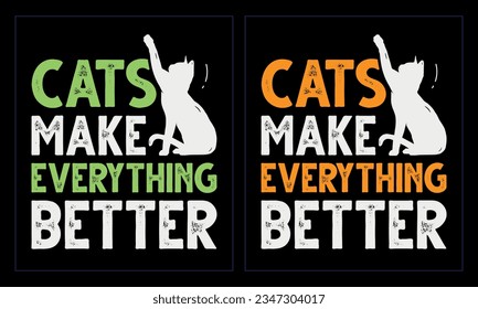 Unleash your positives attitude with this trendy and cool t-shirt design featuring a playful cat silhouette and inspiring handwritten quote in stylish calligraphy, typography and grunge brush strokes.