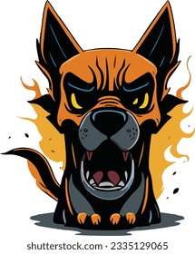 Unleashing the Rage: Witness the wrath of an angry dog in this powerful vector illustration.