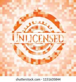 Unlicensed abstract emblem, orange mosaic background