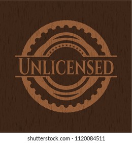 Unlicensed badge with wooden background