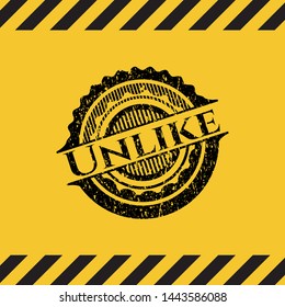 Unlike grunge warning sign emblem. Vector Illustration. Detailed.