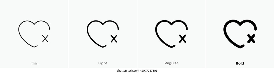 unlike icon. Thin, Light Regular And Bold style design isolated on white background