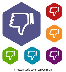 Unlike rhombus icons set in different colors. Vector Illustration