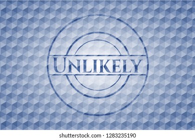 Unlikely blue emblem with geometric pattern.