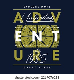 unlimited adventure abstract graphic, typography vector, t shirt design illustration, good for ready print, and other use