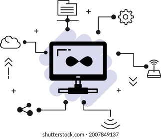 Unlimited Bandwidth Connection Concept, High Speed Vector Glyph Icon Design, Infinity Sign, Cloud computing and Web hosting services Symbol on White background,