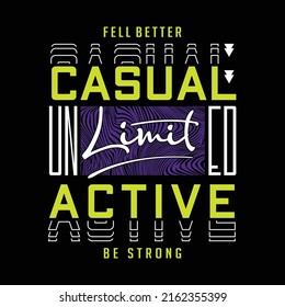 unlimited casual active lettering graphic typography vector printing design