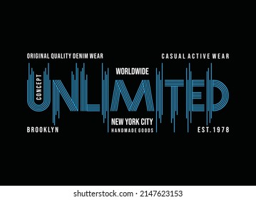 Unlimited concept, new york city, typography graphic design, for t-shirt prints, vector illustration