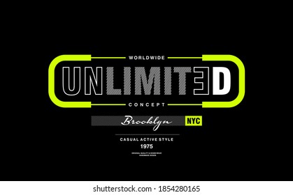 UNLIMITED CONCEPT Typography Graphic Design, For T-shirt Prints, Vector Illustration.BROOKLYN-NYC.
