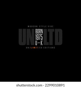 UNLIMITED CONCEPT typography graphic design, for t-shirt prints, vector illustration.united kingdom. 