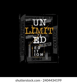 UNLIMITED CONCEPT typography graphic design, for t-shirt prints, vector illustration