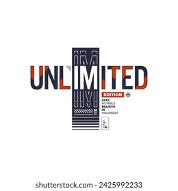 UNLIMITED CONCEPT typography graphic design, for t-shirt prints, vector illustration.BROOKLYN-NYC. 