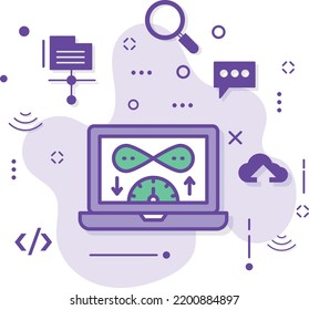 Unlimited Data Transfer Rate Concept, Endless Resources Stock Illustration, ISP Bandwidth Vector Icon Design, Cloud Computing And Web Hosting Services Symbol, 