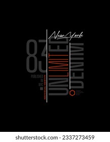 Unlimited denim, abstract typography modern design slogan. Vector illustration graphics for print t shirt, apparel, background, poster, banner, postcard and or social media 