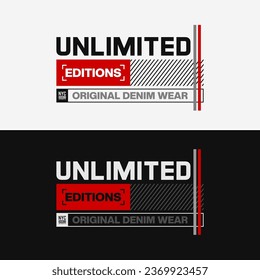 UNLIMITED editions typography graphic design, for t-shirt prints, vector illustration.BROOKLYN-NYC. 