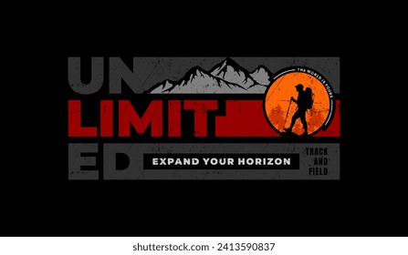 Unlimited, expand your horizon, abstract typography modern design slogan. Vector illustration graphics for print t shirt, apparel, background, poster, banner, postcard and or social media 