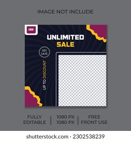 Unlimited Fashion big Sale Banner Template Design