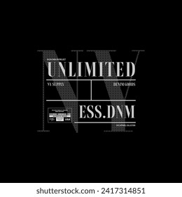 unlimited. Graphic mens dynamic t-shirt design, poster, typography. Vector illustration.
