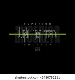 unlimited. Graphic mens dynamic t-shirt design, poster, typography. Vector illustration.
