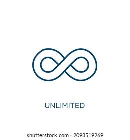 unlimited icon. Thin linear unlimited outline icon isolated on white background. Line vector unlimited sign, symbol for web and mobile
