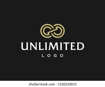 Unlimited logo. Simple line art vector. Flat style design.