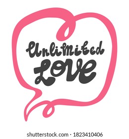Unlimited love heart bubble lace. Hand drawn lettering logo for social media content